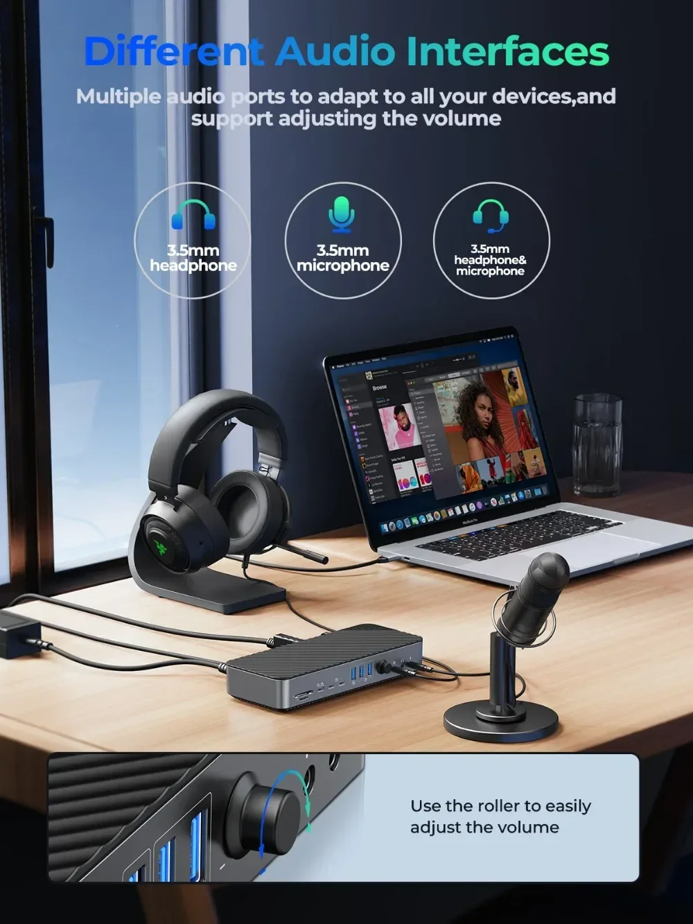 ORICO-estación de acoplamiento de escritorio tipo C a 8K30Hz, HDMI-Com, 5 pantallas diferentes, RJ45, 22 en 1, Hub Usb de Audio Mult, Accesorios para ordenador portátil - imagen 5