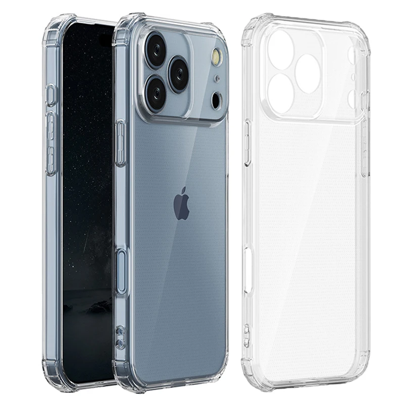 Funda de teléfono de silicona transparente de lujo a prueba de golpes para iPhone 17 16 15 14 13 12 11 Pro Max Mini X XR Xs 7 8 Plus cubierta trasera transparente