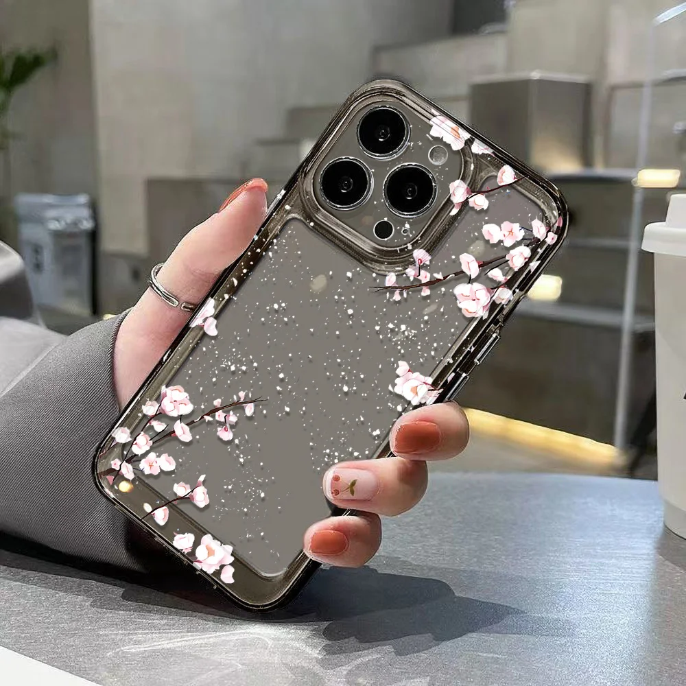 Funda Floral de silicona suave para iPhone, Fundas transparentes para modelos 15 Pro Max, 11, 13, 14, 12, XR, X, XS, 7, 8 Plus, SE 2020, 15 Pro Max, 13Pro Max - imagen 3