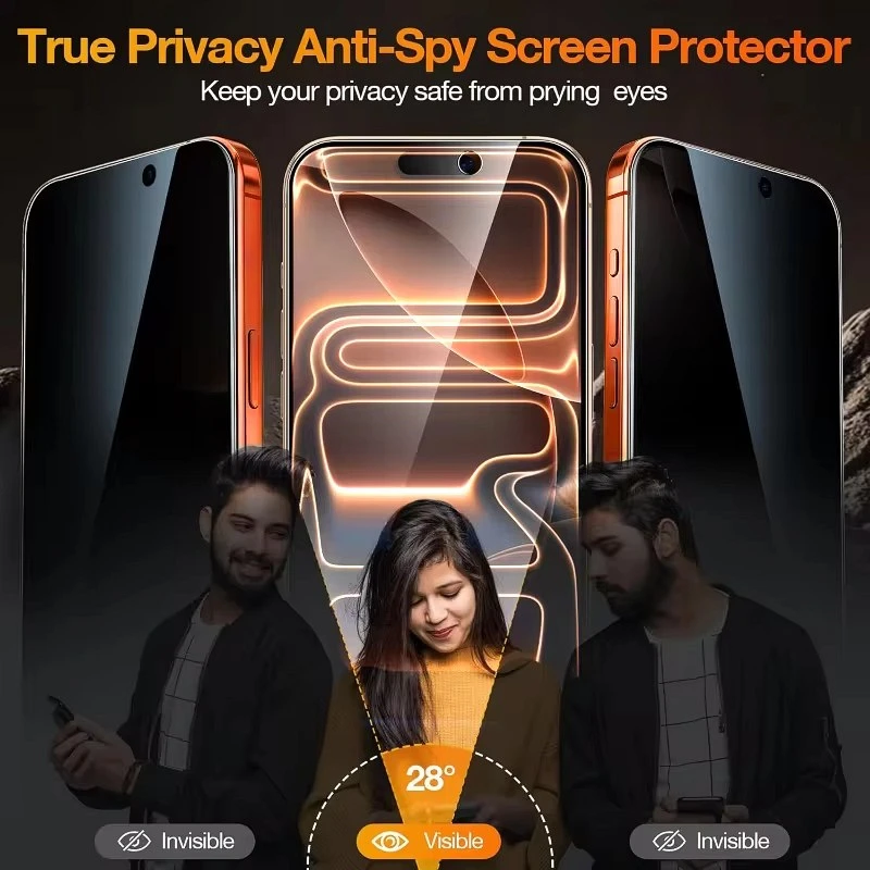 5 uds vidrio templado de privacidad para iPhone 11 12 13 14 15 16 Plus 17 Pro Max Air 16e XS XR Protector de pantalla instalación sin polvo - imagen 2