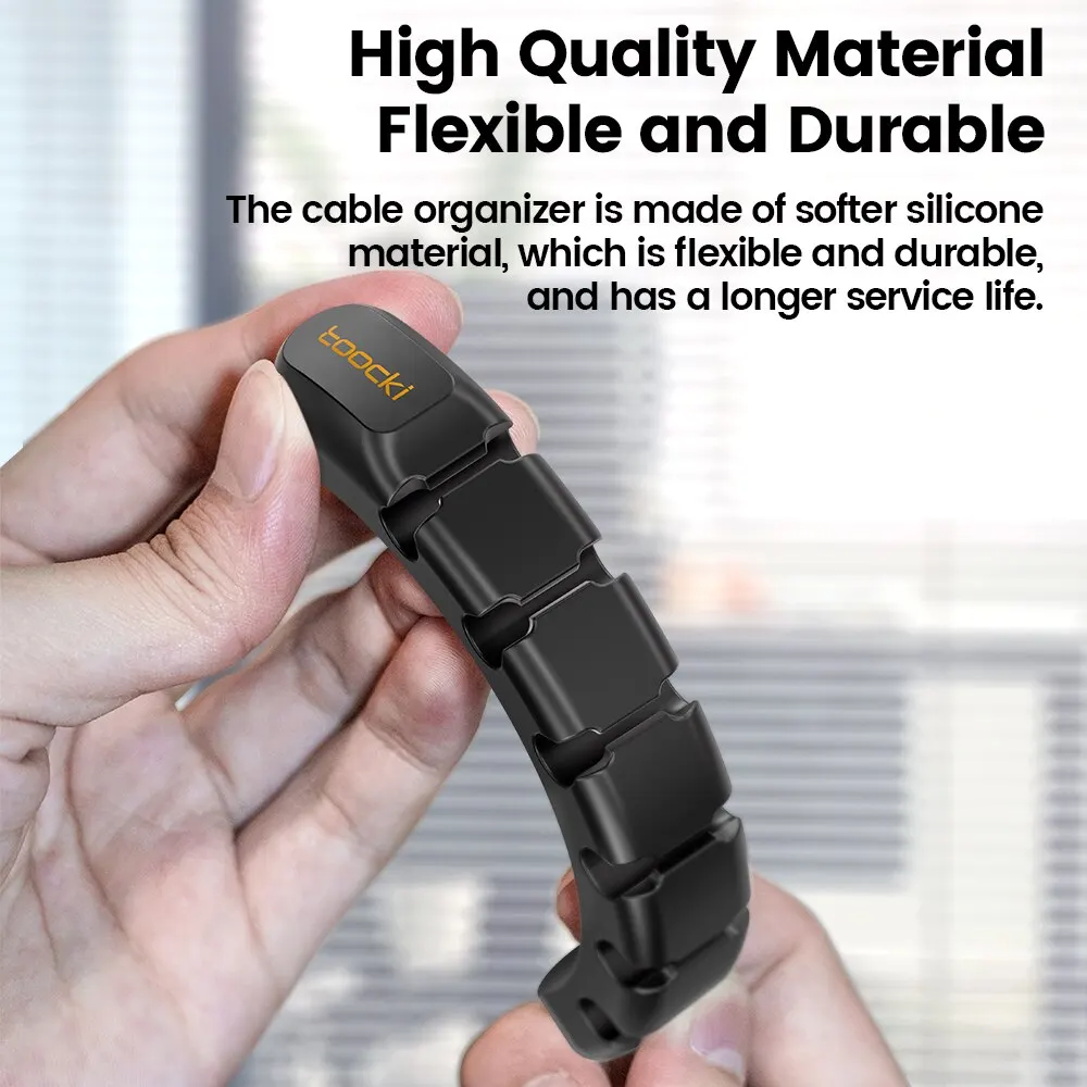 Toocki organizador de cables, soporte de 7 orificios, Clip enrollador de escritorio USB Flexible para ratón, teclado, Cable USB tipo C - imagen 5