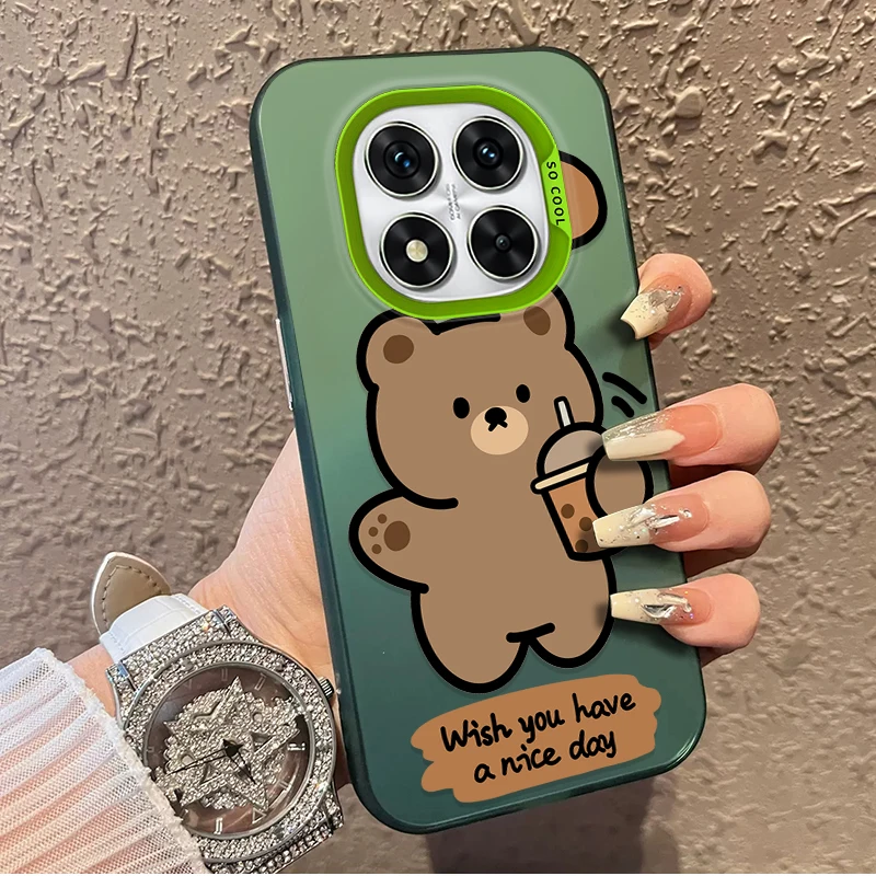 Funda esmerilada de oso bonito para Xiaomi Redmi Note 14 13 12 10 Pro Plus 11S 14C 13C 12C 9C 11S K70 K60 A2 A1 Turbo 4 cubierta acrílica - imagen 2