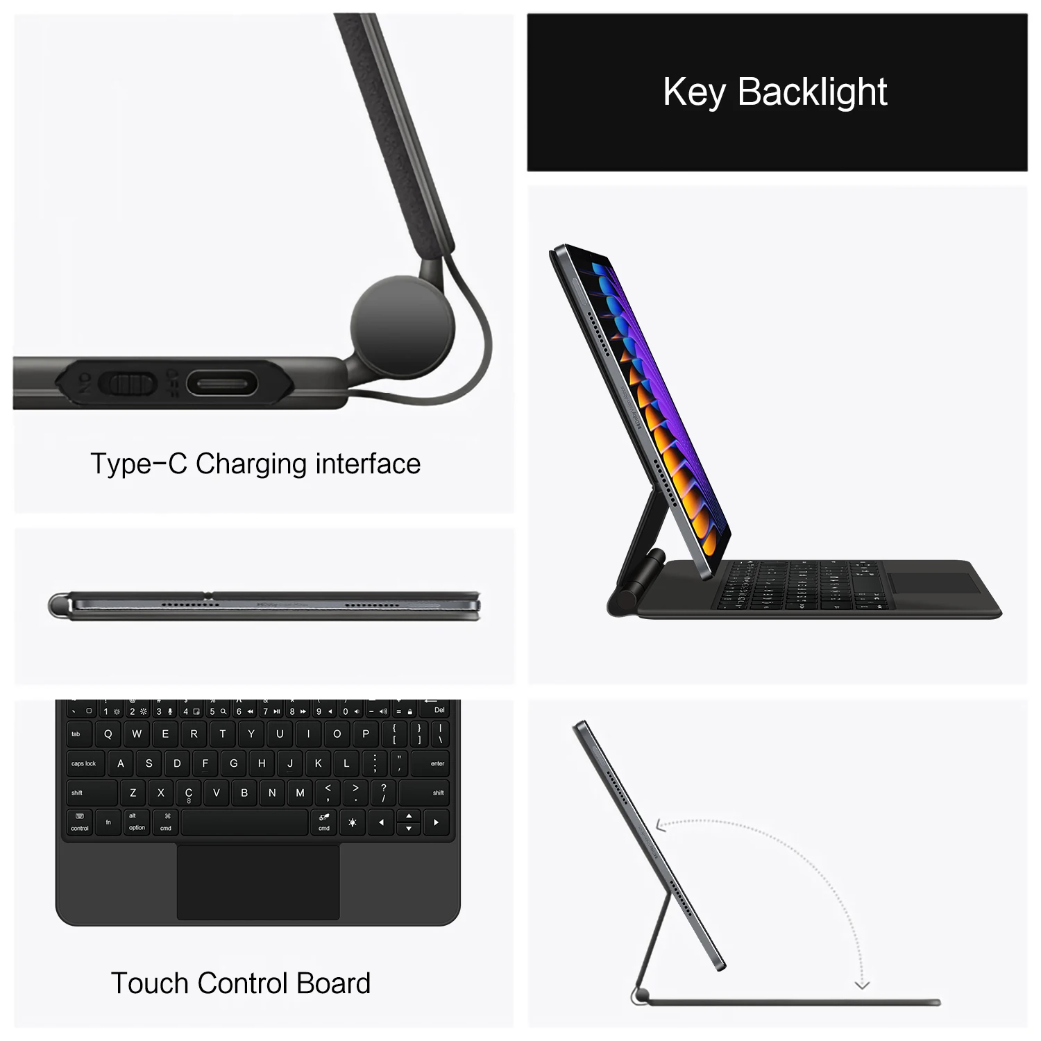 Funda con teclado mágico para Xiaomi Pad 7 2024 Mi Pad 7 Pro, funda inteligente para tableta de 11,2 pulgadas para Xiaomi Pad 8, funda para teclado español alemán - imagen 4