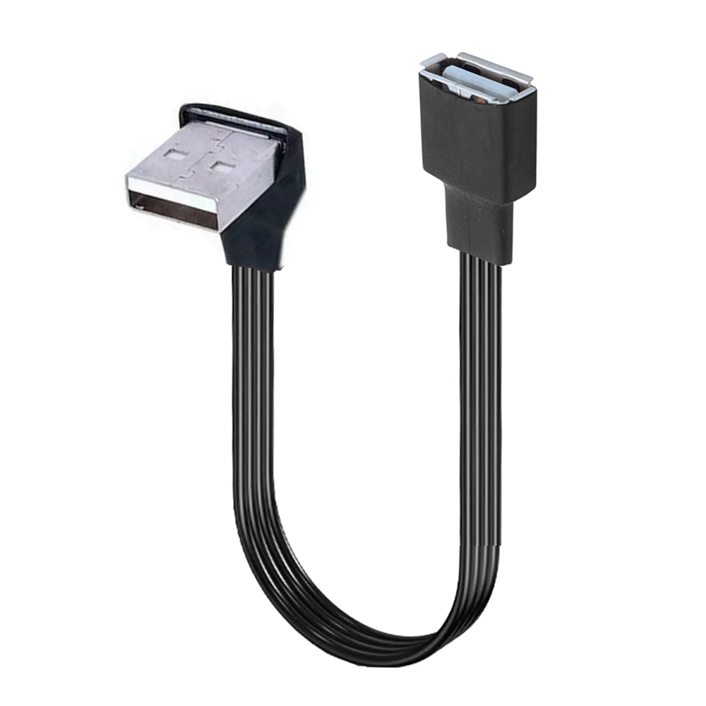 5CM 1M 2M 90 ángulo USB 2,0 A macho a macho/hembra cable adaptador de extensión USB2.0 macho a hembra derecha/izquierda/abajo/arriba cable negro - imagen 4