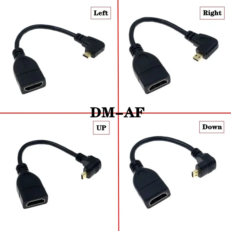 Nuevo Adaptador macho a hembra Compatible con HDMI Mini Micro D tipo 90 grados ángulo recto macho a HDTV AF Cable de extensión para vídeo HD - imagen 5