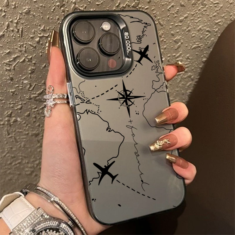 Funda IMD plateada con diseño de ruta de avión inspirada en viajes para Xiaomi Redmi Note 14 13 12 11 10 Pro Plus 5G 12S 11 Redmi 14C 13 - imagen 2