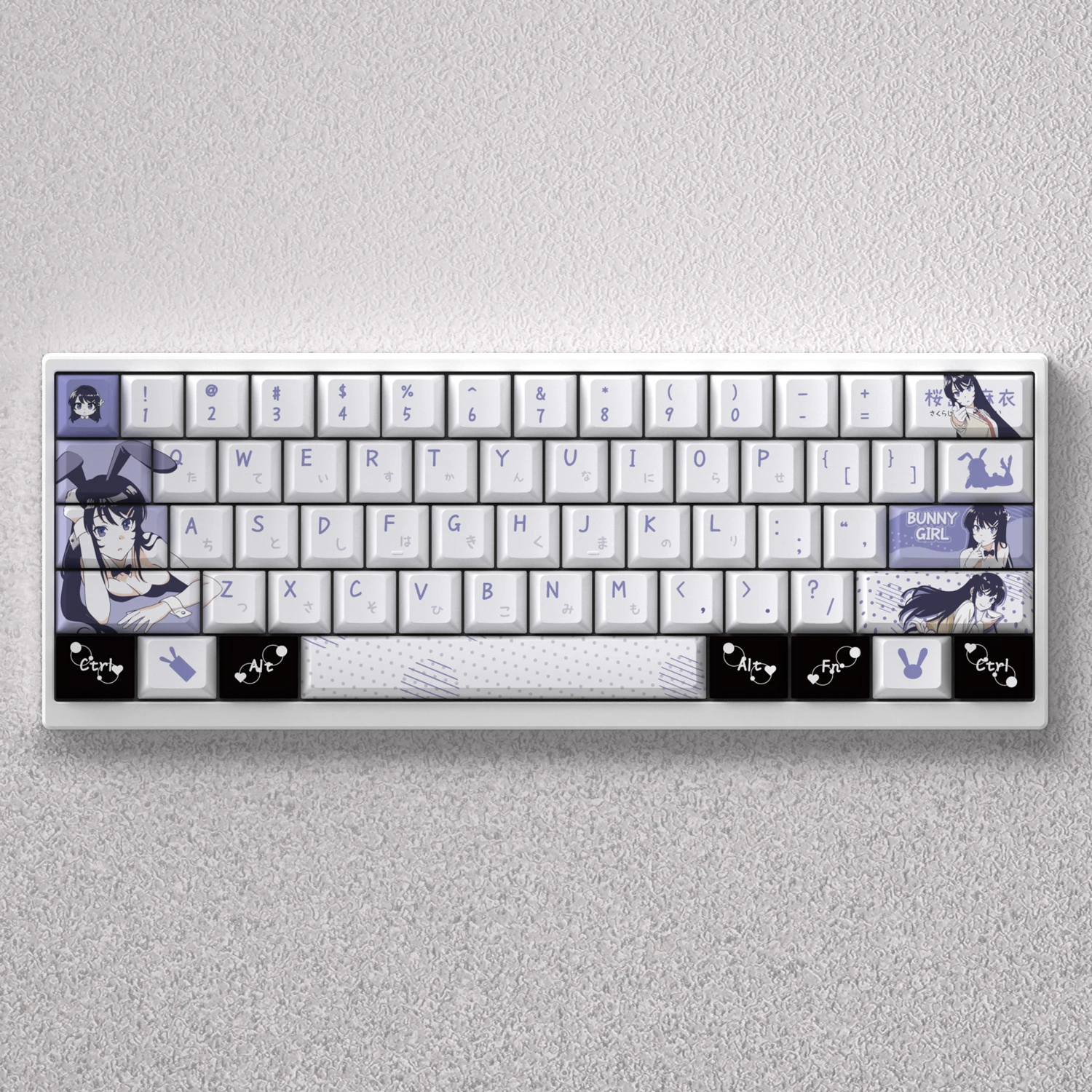 Sakurajima Mai Keycaps Anime PBT tinte sublimación cereza altura impresión lateral retroiluminación para teclado mecánico Anne Pro 2 juego PC