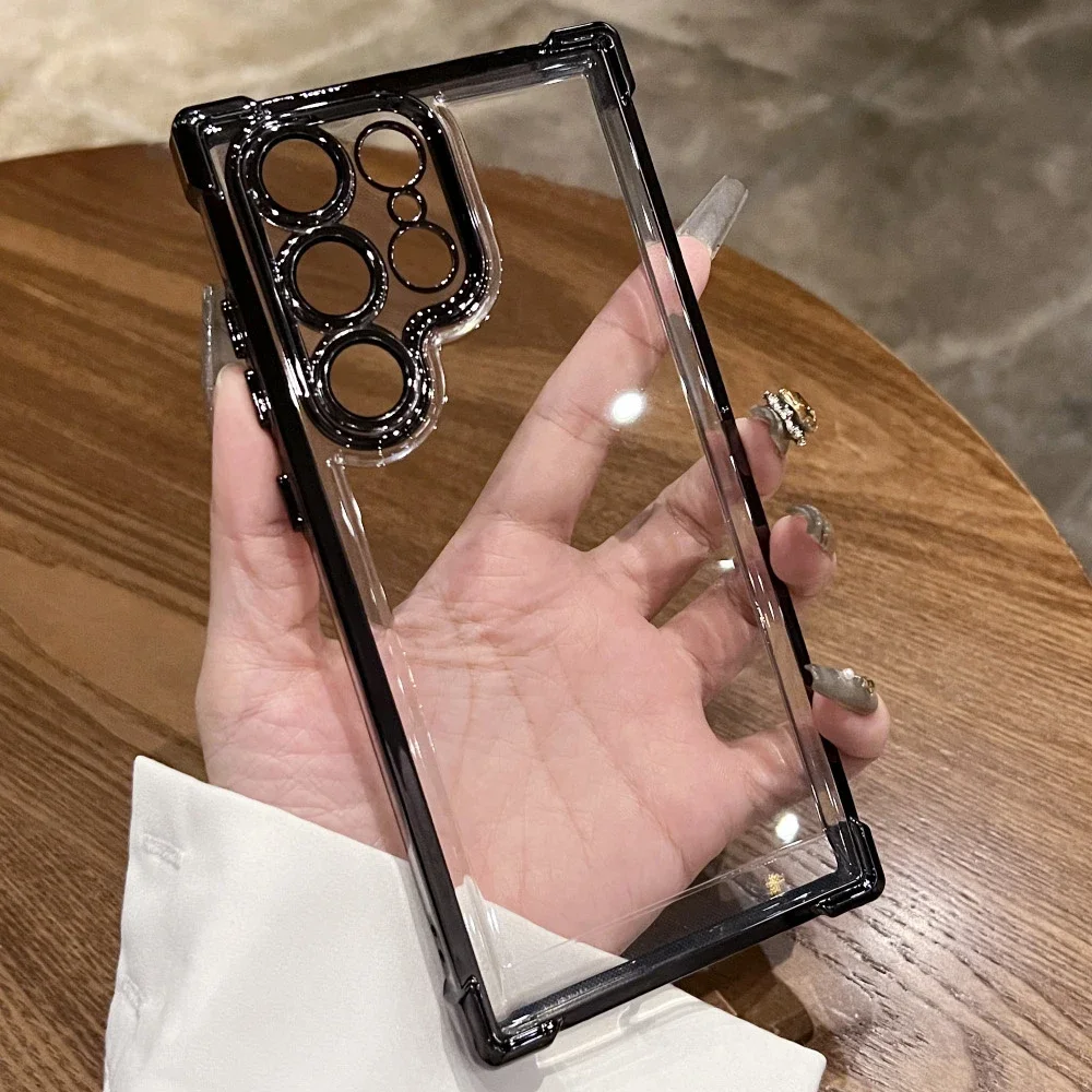 Funda transparente con armadura chapada para Samsung S25 Ultra S24FE S23 FE S22 Plus A54 A53 A55 A34 A35 A25 5G, cubierta acrílica a prueba de golpes - imagen 3