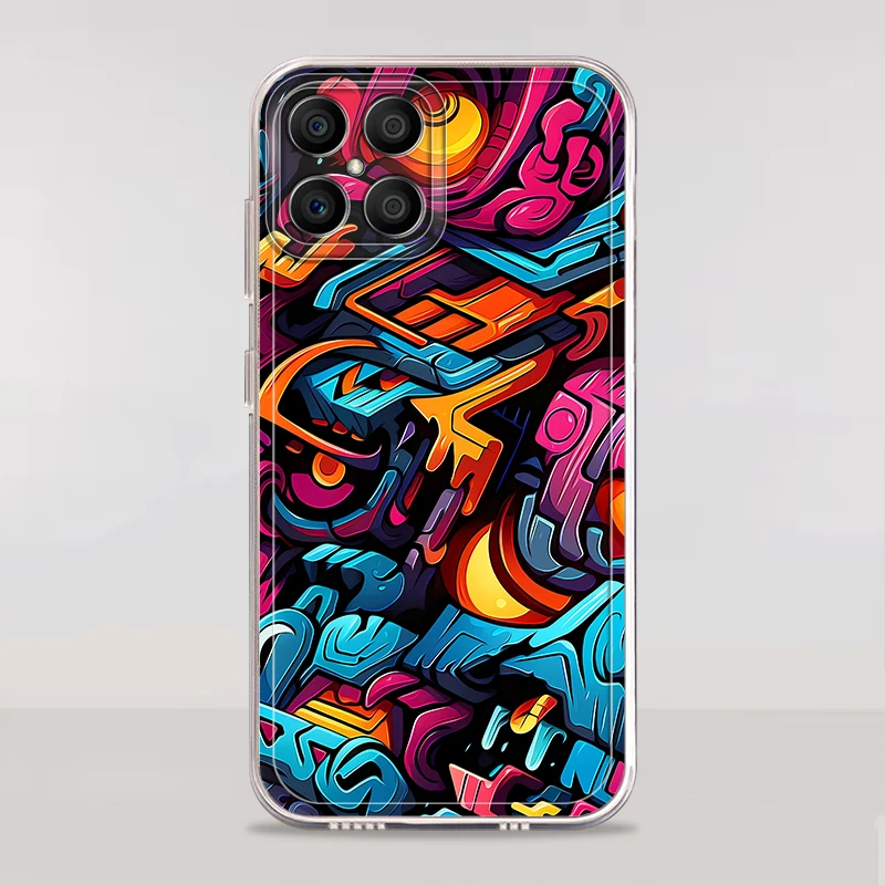 Funda para Honor X7b X9b X8b 90 Lite X9a X8 X8a funda suave para teléfono líneas coloridas Graffiti - imagen 3