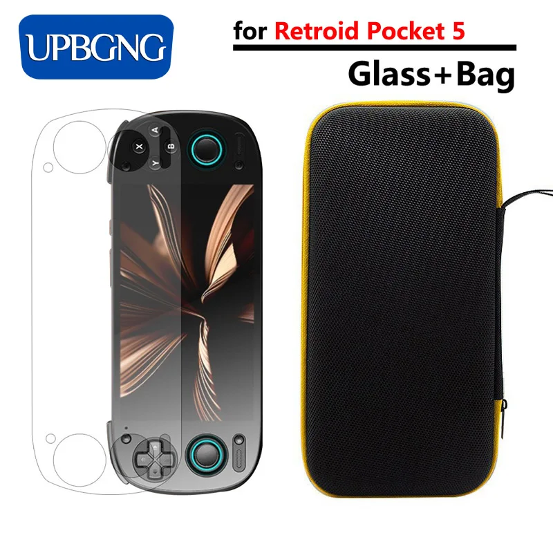 Vidrio + bolsa para Retroid Pocket 5 Protector de pantalla película de vidrio templado EVA funda portátil para Pocket 5 RP5 accesorios protectores