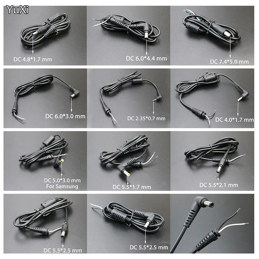 Alimentación de ordenador portátil DC 5,5x2,5, 2,1X4,8, 1,7x7,4, 5,0x5,0 MM, conector Jack DC, adaptador de enchufe, Cable cargador para Asus, Lenovo, Samsung, HP