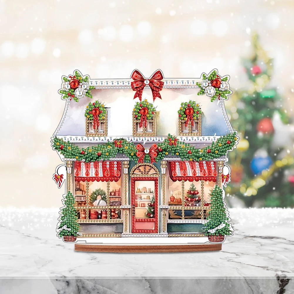 Pintura de diamantes de madera para decoración de escritorio, Kit de adornos para mesa de Navidad, oficina y hogar - imagen 2