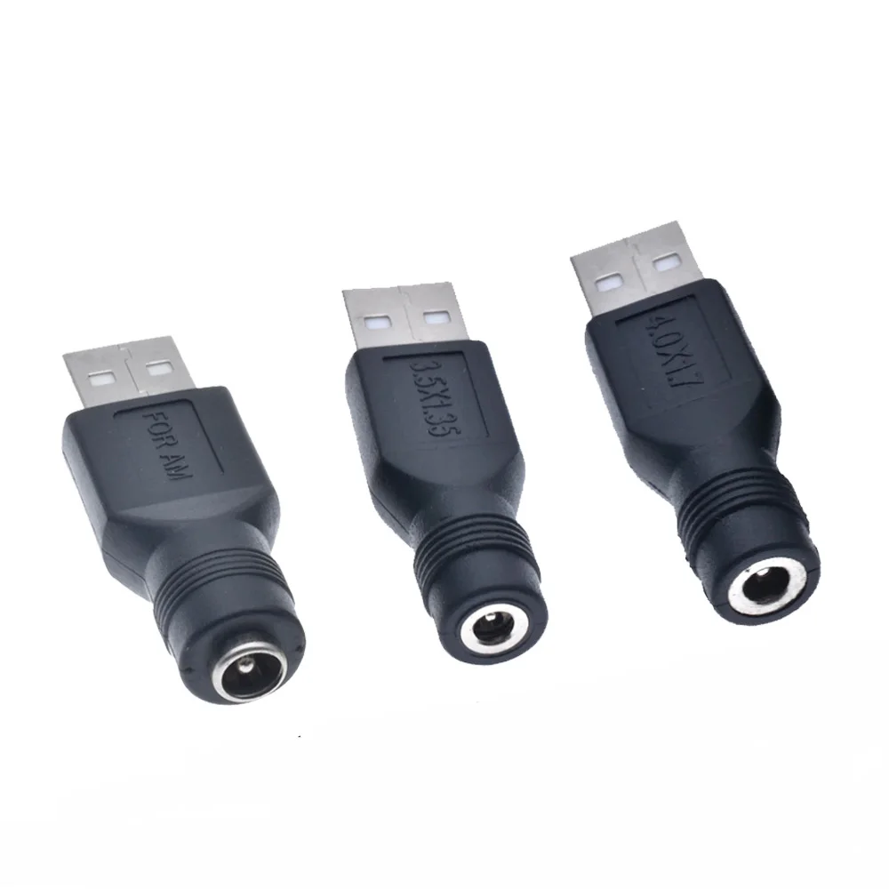 Conector hembra CC a USB 2,0 macho, adaptador de conector de enchufes de alimentación de 5V para ordenador portátil 3,5*1,35mm/4,0*1,7mm/5,5*2,1mm, Color negro - imagen 5