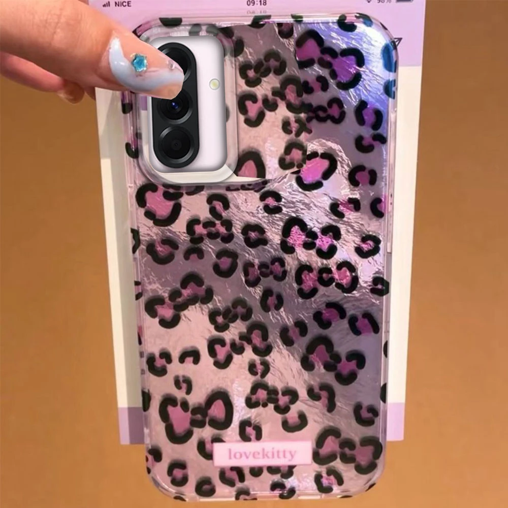 Funda de teléfono con textura de glaciar de leopardo rosa Retro para Samsung Galaxy A55 A56 A36 A26 A16 A53 A06 A14 A24 A34 A54 A15 A25 A35 - imagen 2