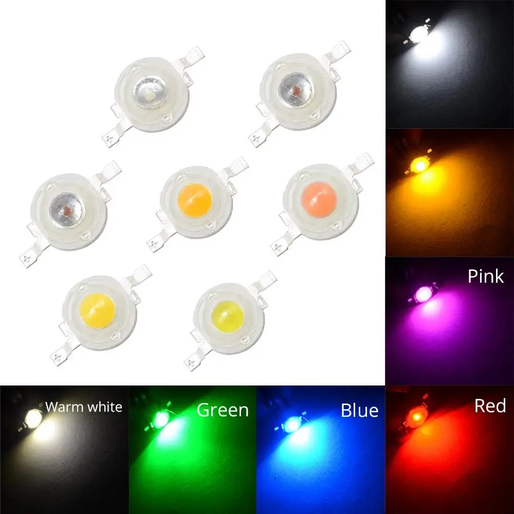10 Uds. Bombilla LED de Chip de alta potencia de 1W 110-120LM diodo emisor de línea de cuentas blanco rojo verde azul amarillo DIY decoración de luz Led - imagen 3
