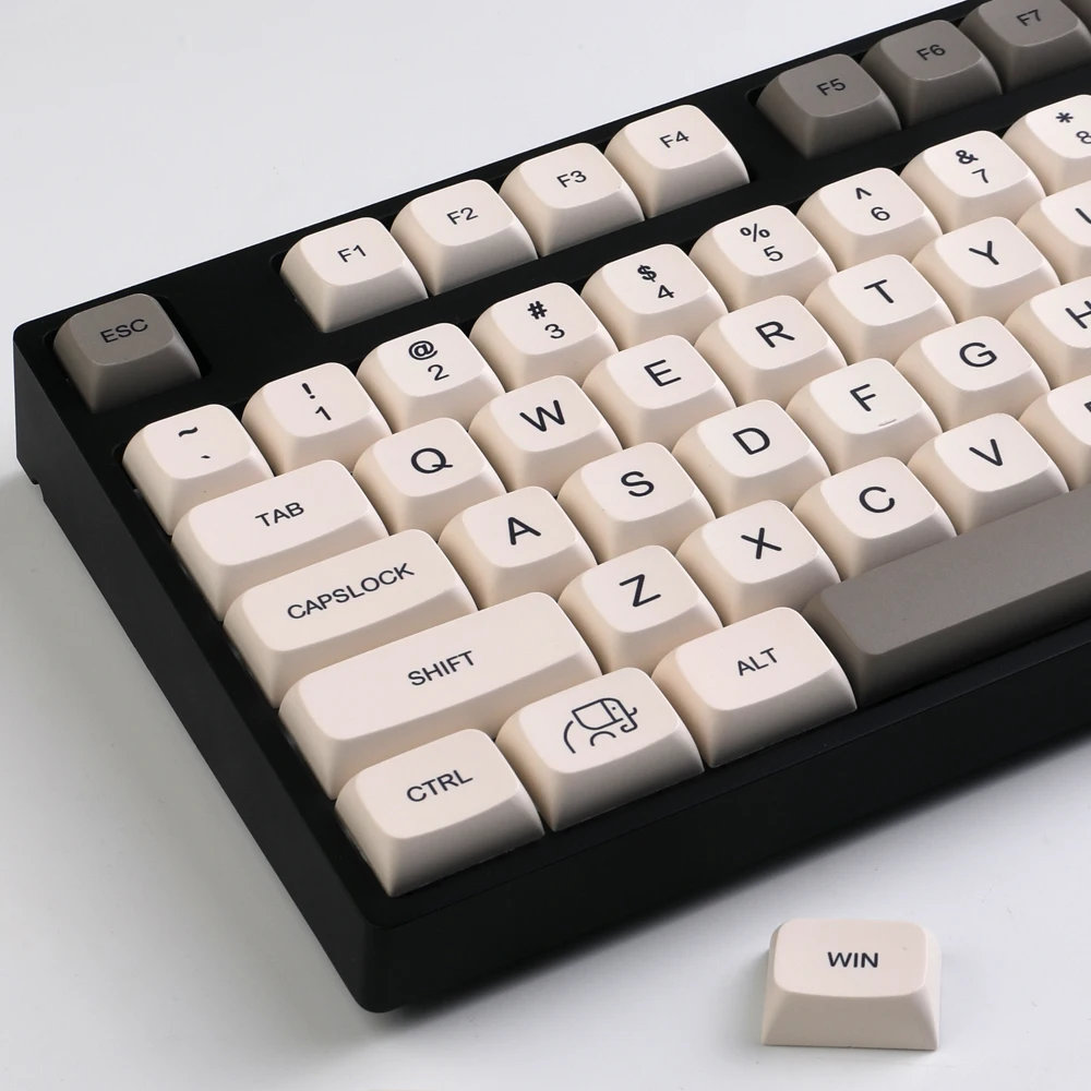 Teclas de marfil de 124 teclas, teclas de perfil de cereza japonés inglés, PBT, sublimación de tinte para teclado mecánico MX Switch 61 68 87 96