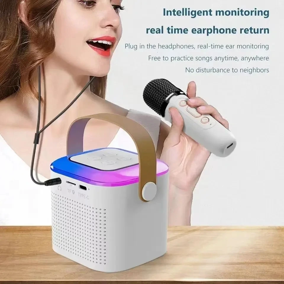 Altavoz Bluetooth portátil inalámbrico para Karaoke, Mini lámpara con micrófono, caja De sonido, música, columna pequeña Caixa De Som Bocina - imagen 3