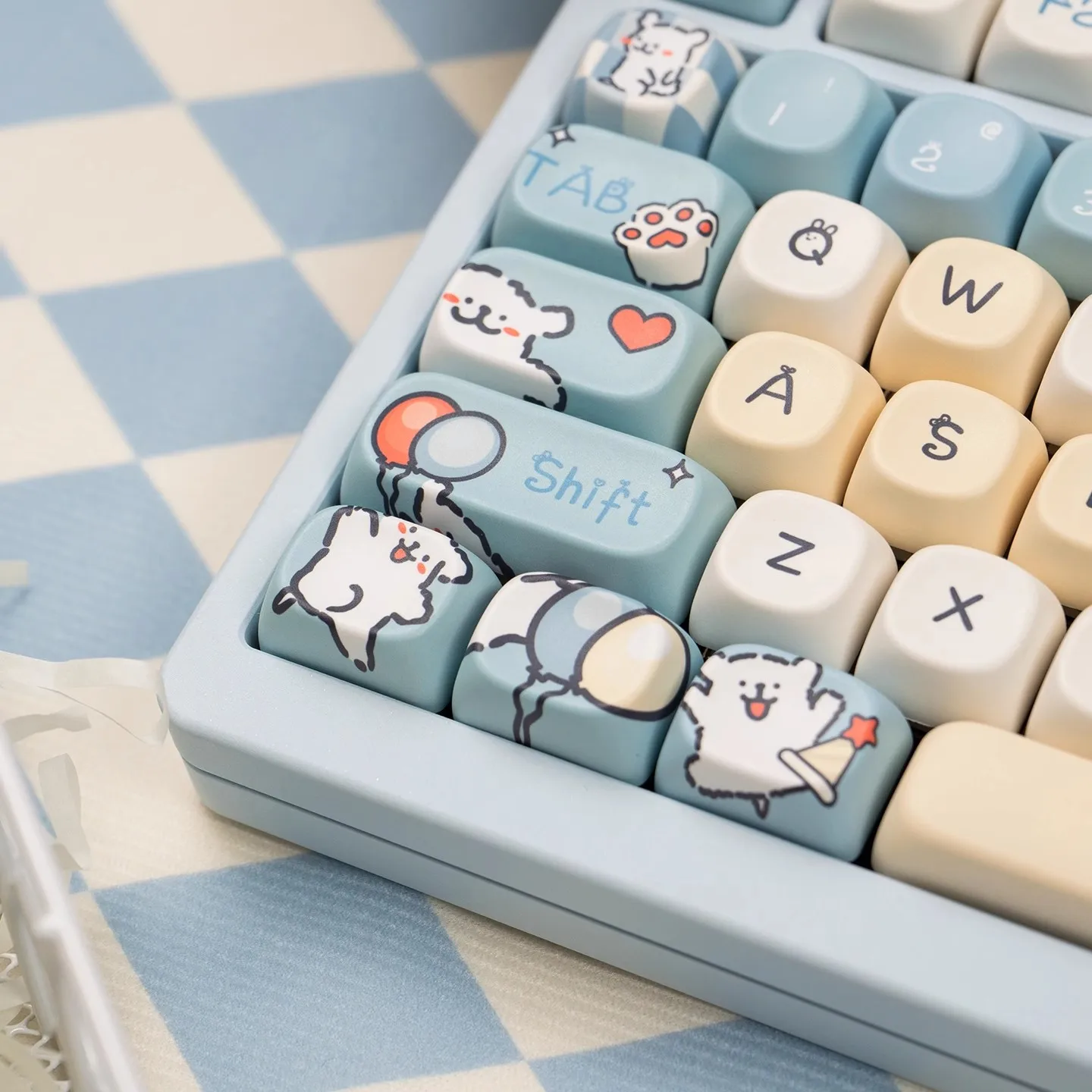 136 teclas GMK azul MOA Keycaps PBT Dye Subbed Key Caps Cherry Profile Keycap con 2.25U 2.75U 3U 7U barra espaciadora ISO Enter - imagen 4