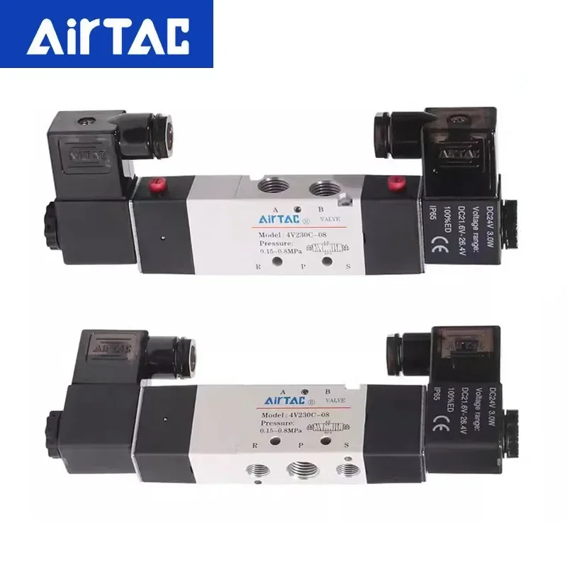 4V130C-06 4V230C-08 AirTAC 4V330C-10 Válvula solenoide Válvula de aire Válvula de inversión de tres posiciones y cinco vías 12V 24V 110V 220V - imagen 3