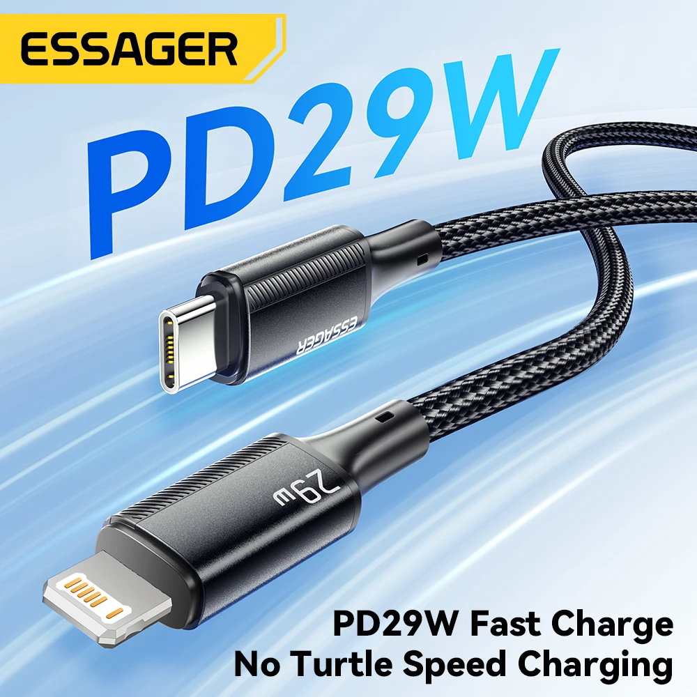 Cable Essager USB C para iPhone 14 13 12 11 Pro Max Xs 8 Plus iPad Macbook Cable 29W PD carga rápida tipo C para Cable de datos de iluminación - imagen 3