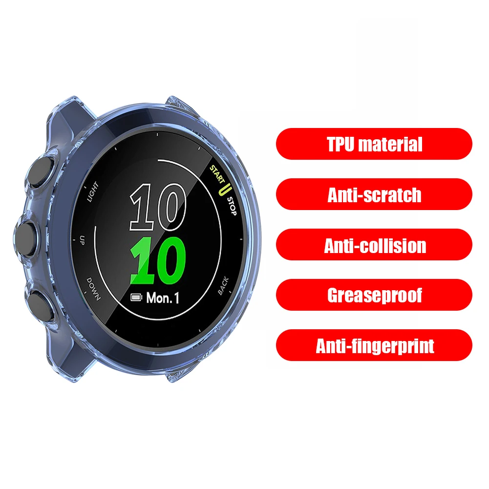 Funda protectora de pantalla para reloj inteligente Garmin Forerunner 55/158, cubierta de marco de piel antiarañazos clásica, 4