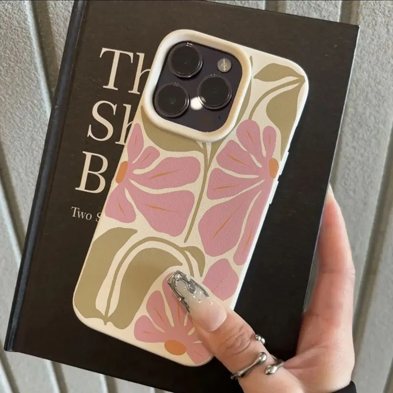 Funda de teléfono con textura de lichi y patrón de flores rosas bonitas para iPhone 17 Pro Max 11 12 13 14 15 16 Plus 17 Air X XS XR 16E, funda suave - imagen 3