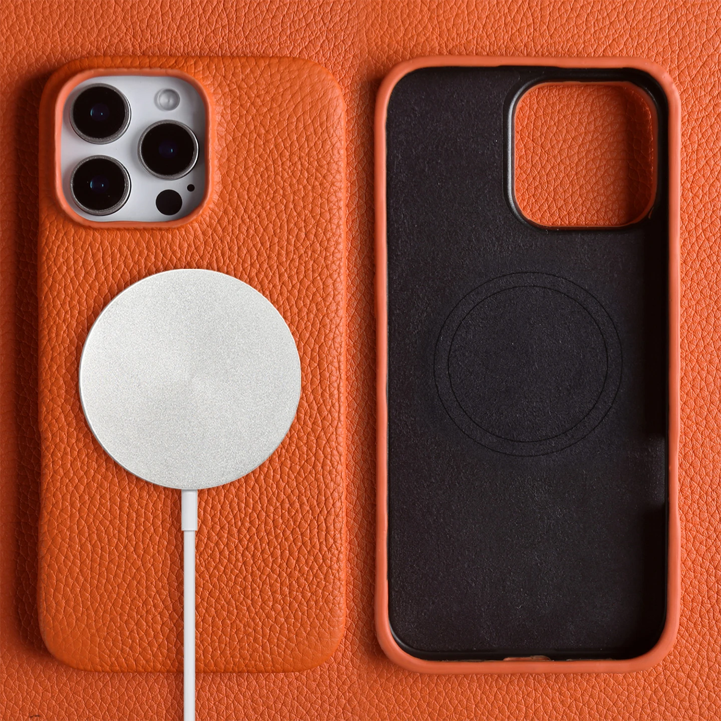 Funda de cuero genuino Magsafe magnética de lujo para iphone 16 Pro Max 15 14 13 12 11 fundas de teléfono completamente envueltas de negocios contraportada - imagen 2