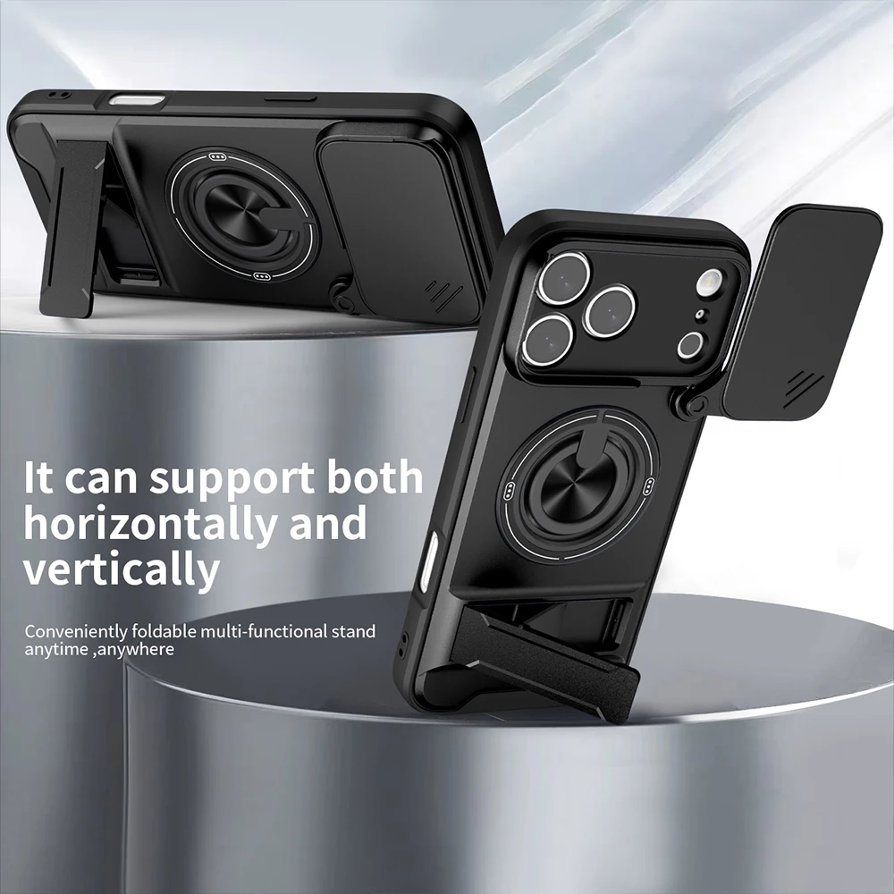 Funda resistente a prueba de golpes para iPhone 17 Pro Max / 17 Air 16 Plus, Funda giratoria para lente de cámara, Funda con anillo y soporte - imagen 2