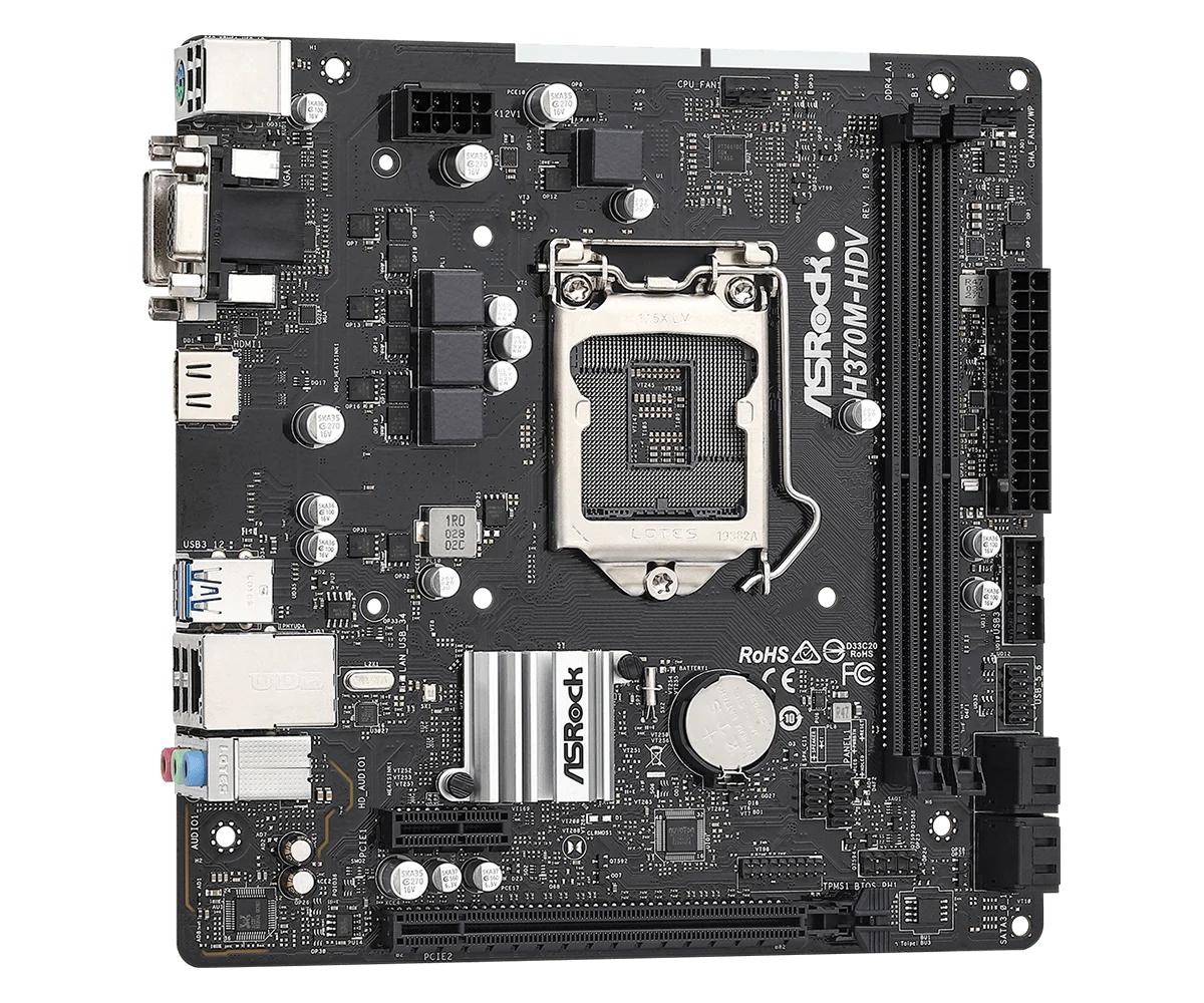 Placa base ASROCK H370M-HDV H370 compatible con LGA 1151 i5-9400F i7-9700K i9-9900K G5400 CPU DDR4 2666MHz SATA3 HDMI Micro ATX - imagen 3
