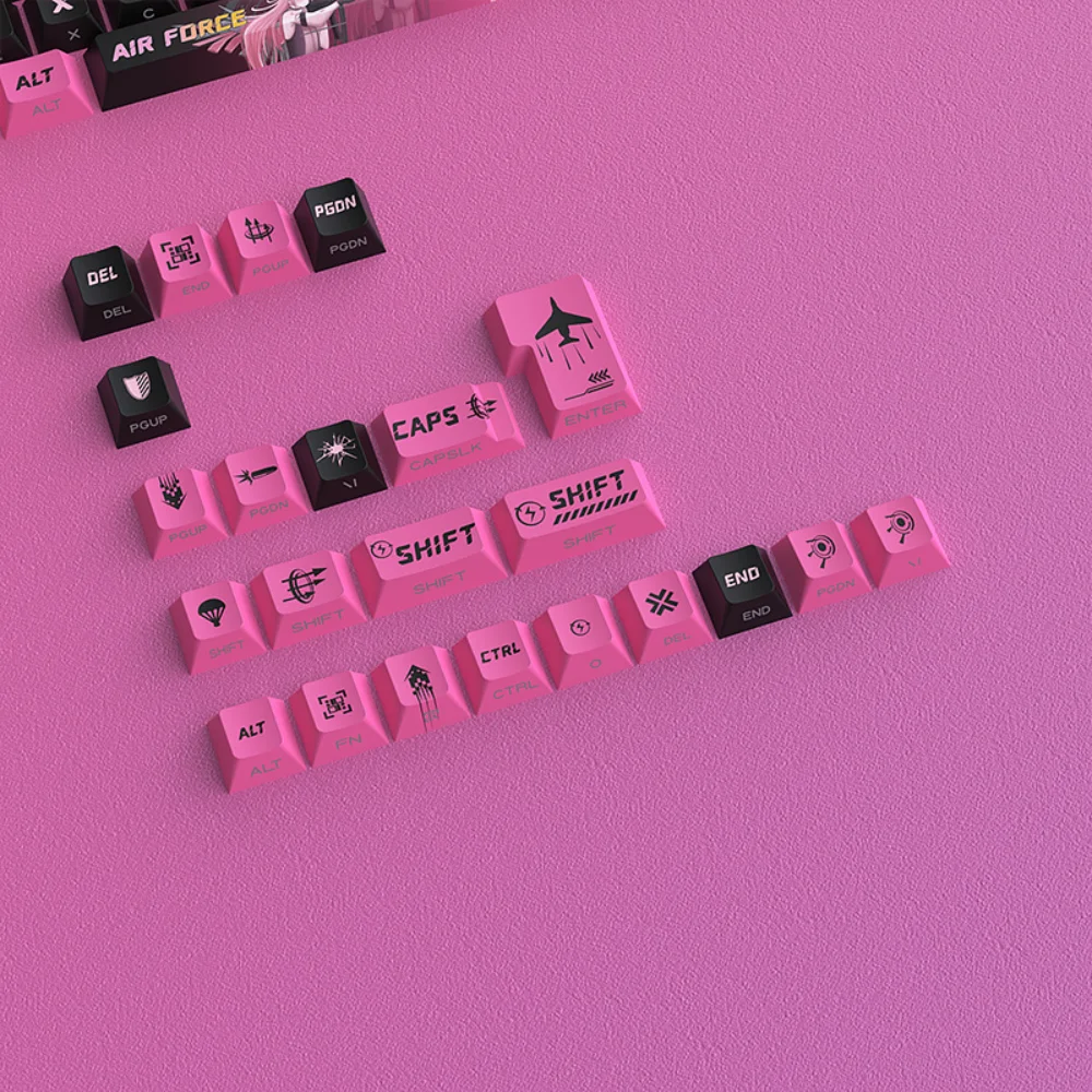 Juego de teclas translúcidas con grabado lateral de 131 teclas, tapa de teclado de estilo de dibujos animados PBT, teclado mecánico para juegos con contorno de cereza - imagen 5