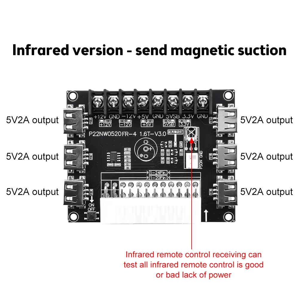 Placa de ruptura de fuente de alimentación ATX de 24 pines y Kit de caja de acrílico adaptador de módulo conector de alimentación compatible con 12V -12V 5V 5VSB 3,3 V - imagen 3