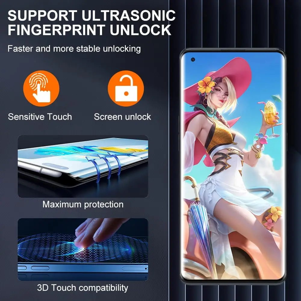 Vidrio templado 9H para OPPO Find X5 Pro/X3 Pro/X3 Neo 2/4 Uds Protector de pantalla curvo 3D - imagen 2