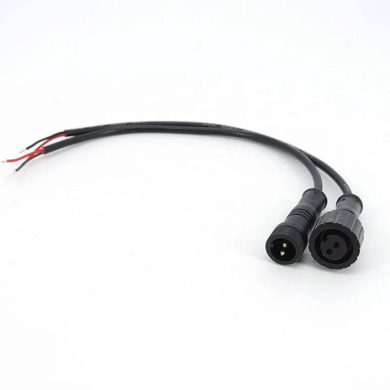 M12 M16 2 Cable de núcleo de 3 pines DC macho hembra Jack tuerca IP65 Cable impermeable conector de fuente de alimentación enchufe para tira de LED al aire libre - imagen 5