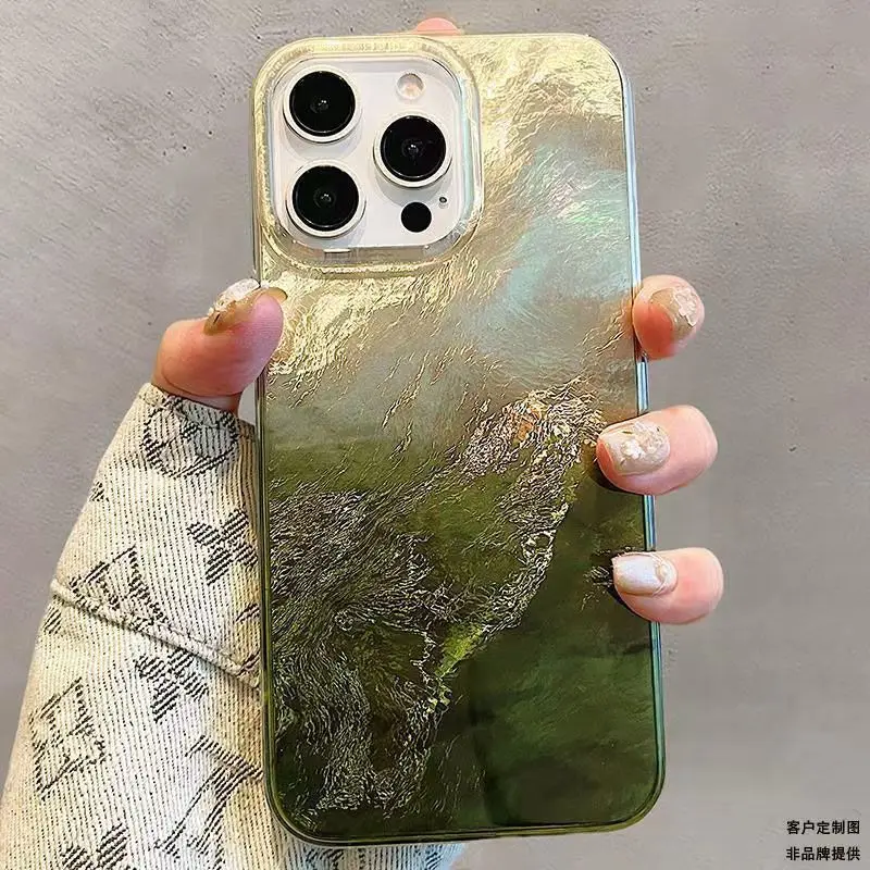 Funda de teléfono con estampado de bosque de niebla gradiente para iPhone 11 12 13 14 15 16 Pro Max XS X XR 7 8 Plus SE 2022 2020 cubierta de parachoques a prueba de golpes