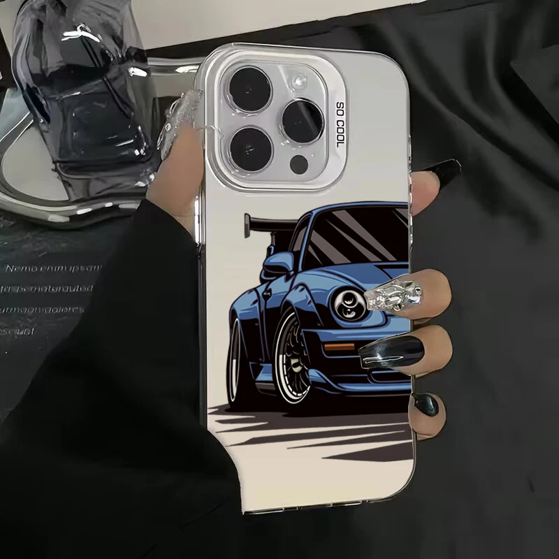 Funda de teléfono IMD electrochapada con estampado de coche a la moda para Redmi 12 13C para Xiaomi Redmi Note 13 12 11 10 Pro Plus 12S 11S cubierta dura - imagen 5
