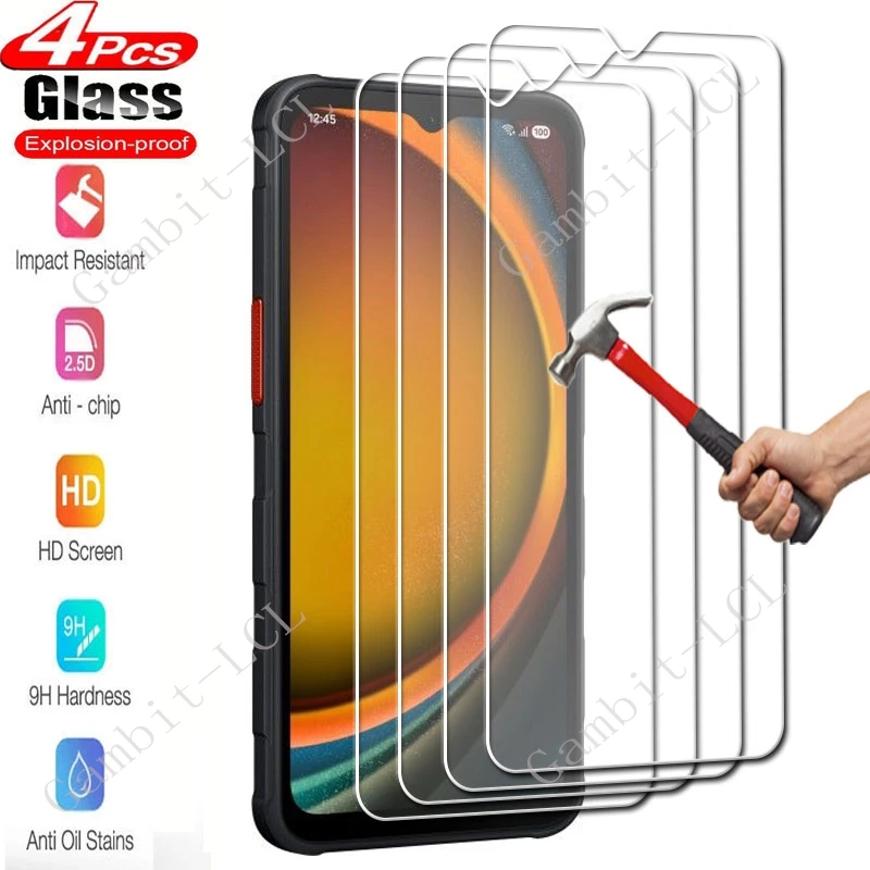 4 Uds para Samsung Galaxy XCover7 Pro XCover7Pro XCover6 Xcover 5 6 7 4 4S Xcover5 Protector de pantalla cubierta de película de vidrio templado