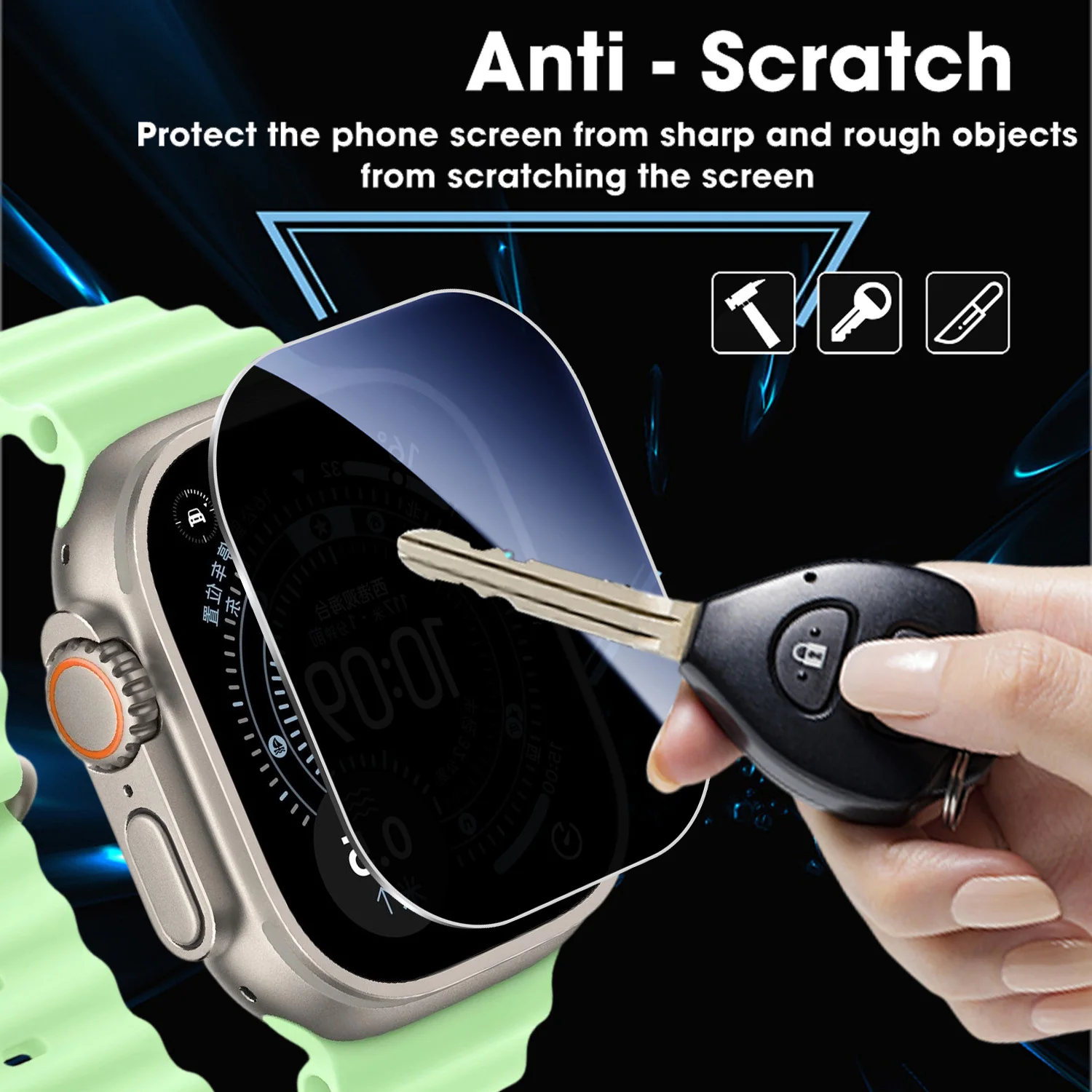 Protección de privacidad de vidrio templado para Apple Watch Ultra 1, 2, 3, 49mm, Protector de pantalla Anti Peep, Kit de fácil instalación sin polvo - imagen 5