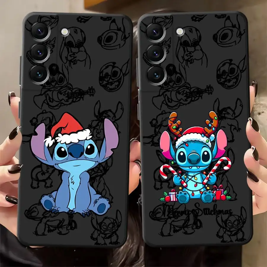 Funda para Samsung Galaxy A20 A13 A04 A40 A16 A70 A06 A10 A12 A17 A50 A05 A30 A15 funda negra suave para teléfono punto de dibujos animados Navidad