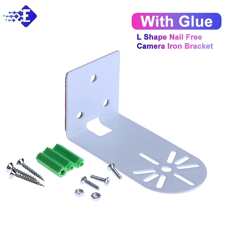 Soporte de hierro para cámara de montaje en pared sin clavos en forma de L, con Base de pegamento, versión PTZ, soporte de vigilancia, 1 ud. - imagen 2