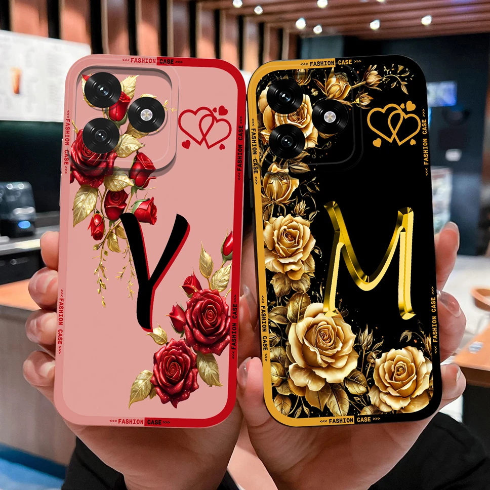 Para Honor X5C X5B Plus X5 4G Funda de teléfono moda letras florales suave Funda de silicona líquida para Honor X 5c Funda a prueba de golpes - imagen 2