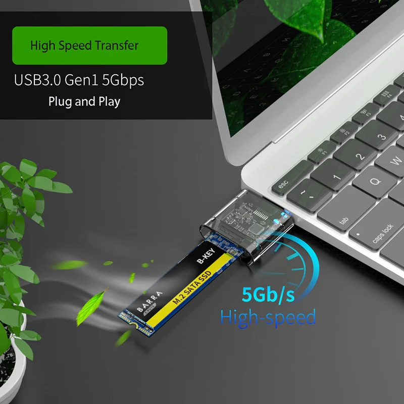 Caja externa USB3.1 SSD Gen2 10Gbps Plug Play NGFF M.2 PCIE M KEY B & M KEY caja de extensión de disco duro móvil caja de conversión - imagen 3