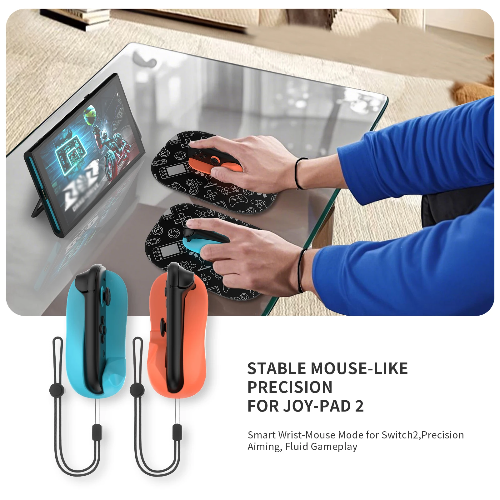 Controlador de juego, alfombrilla de ratón y ratón para consola Switch 2, empuñadura magnética para Switch 2, funda con mango de soporte de controlador izquierdo + derecho