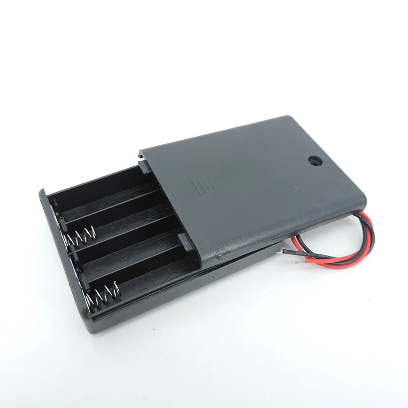 1/3 Uds 4 ranuras AAA 6V caja porta baterías con cables con cubierta de interruptor de encendido/apagado contenedor de batería estándar negro A7 - imagen 3