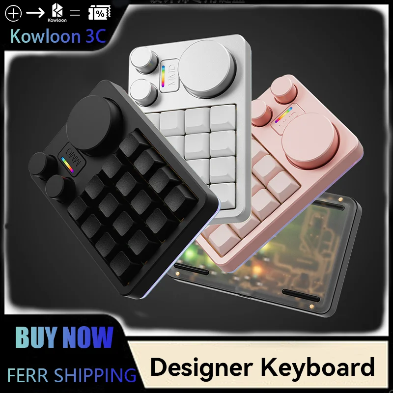 Teclado de diseño MMD KM16, teclado mecánico de tres perillas de aluminio, pintura de edición PS personalizada, 16 teclas CNC AE AU FR DW