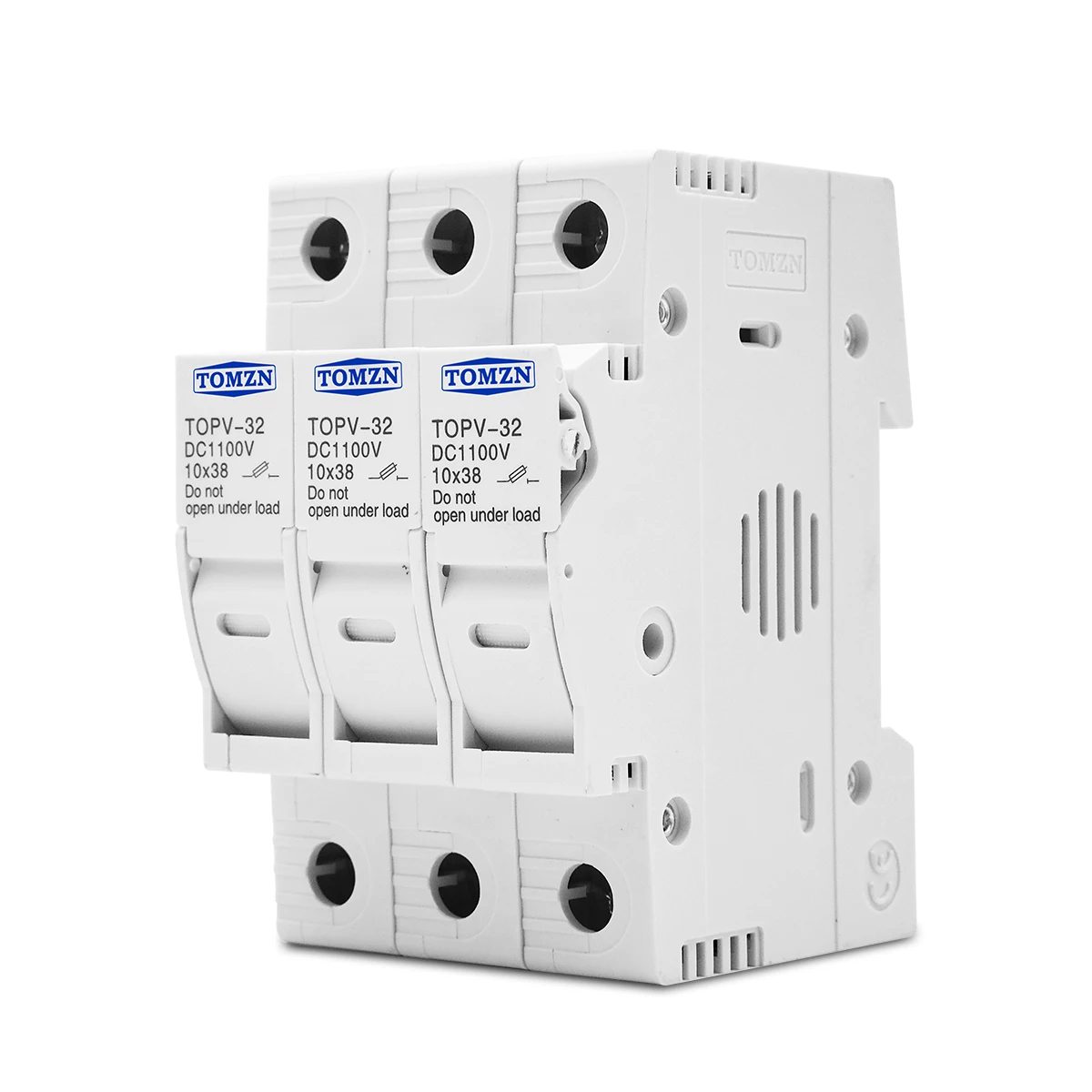 TOMZN 3P 1100V DC portafusibles 10*38mm alta tensión Solar PV TOPV-32 Base sistema fotovoltaico Protector de protección gPV - imagen 2