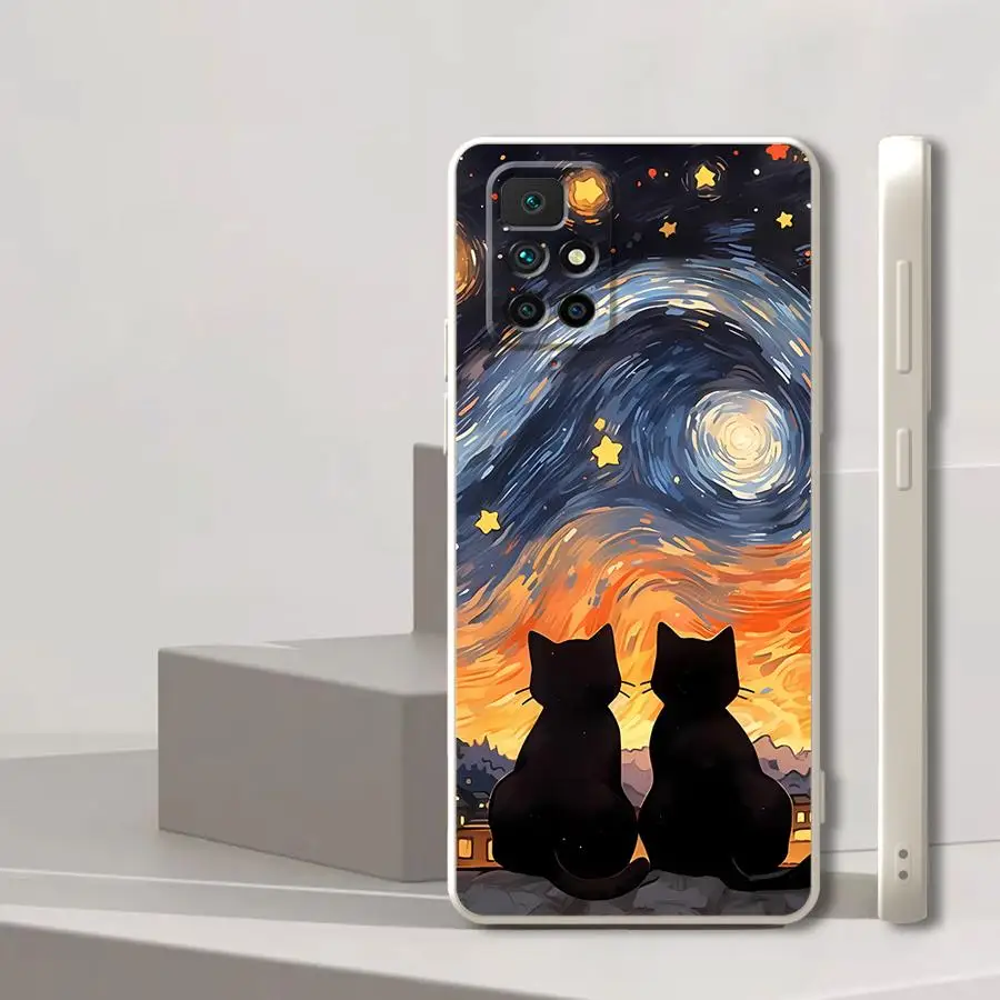 Funda de teléfono suave Van Gogh Art Cat para Xiaomi Redmi 10 12C A3x 13C A2 K40 A1 9 8 K60 14C - imagen 4