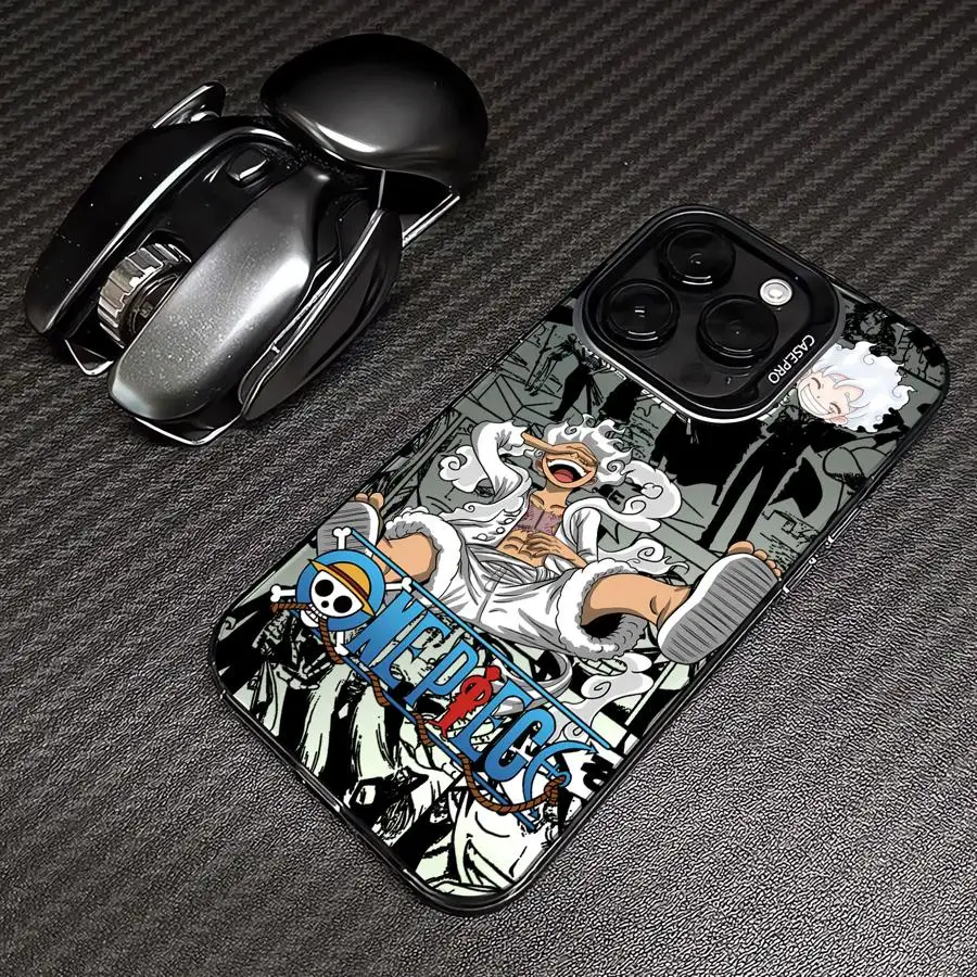 Funda de teléfono para iPhone 12 11 14 16Pro 13 Pro MAX XR 16e 14Pro XS MAX 15 funda suave O-One PiecesS Luffy 5 Gear - imagen 2