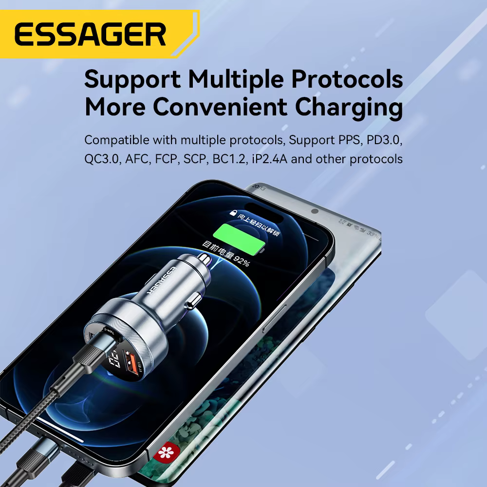Essager Cargador Coche USB-C PD 80W Carga Rápida - imagen 4