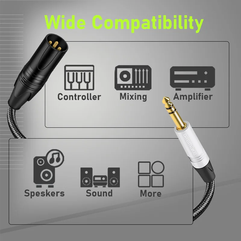 Cable macho TRS a XLR de 1/4 de pulgada, Cable equilibrado de 6,35 mm, adecuado para cables profesionales en guitarras, mezcladores y estudios de grabación - imagen 5
