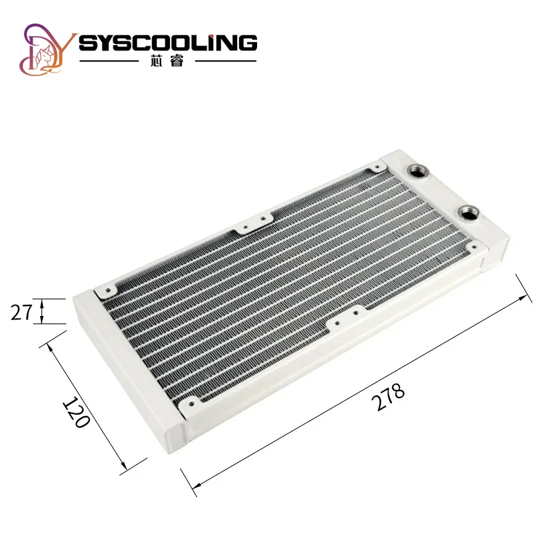 Syscooling-Radiador de aluminio blanco, 120/240/360mm, 27mm de espesor, rosca G1/4, intercambiador de calor de refrigeración por agua, sistema de refrigeración DIY - imagen 3
